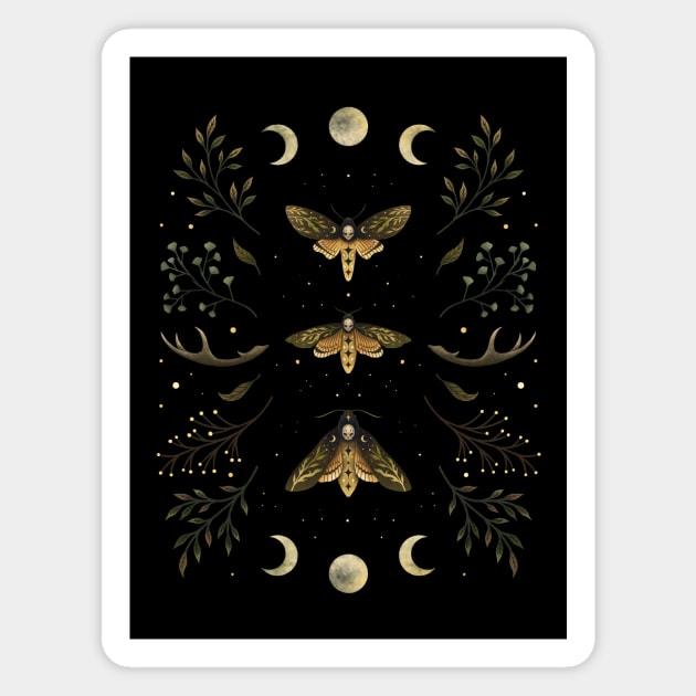 Death Head Moths Night Magnet by Episodic Drawing